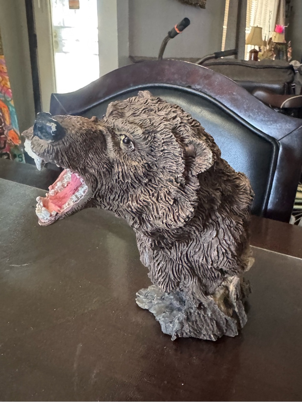 Brown Bear Open Mouth Teeth Wildlife Statue